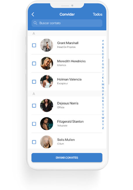 Compartilhe o seu cartão de visita com diversos contatos de uma só vez